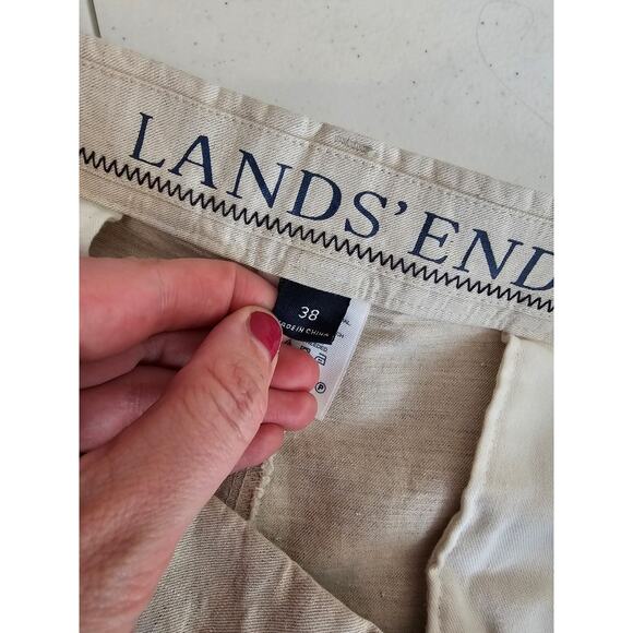 Lands' End Men's Beige Comfort Waist Pleated No Iron Chino Pants Size 38 - Picture 5 of 7